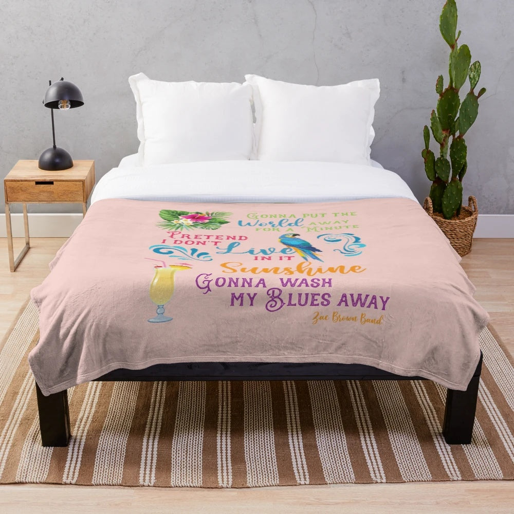 Plush blanket featuring tropical design inspired by Zac Brown Band