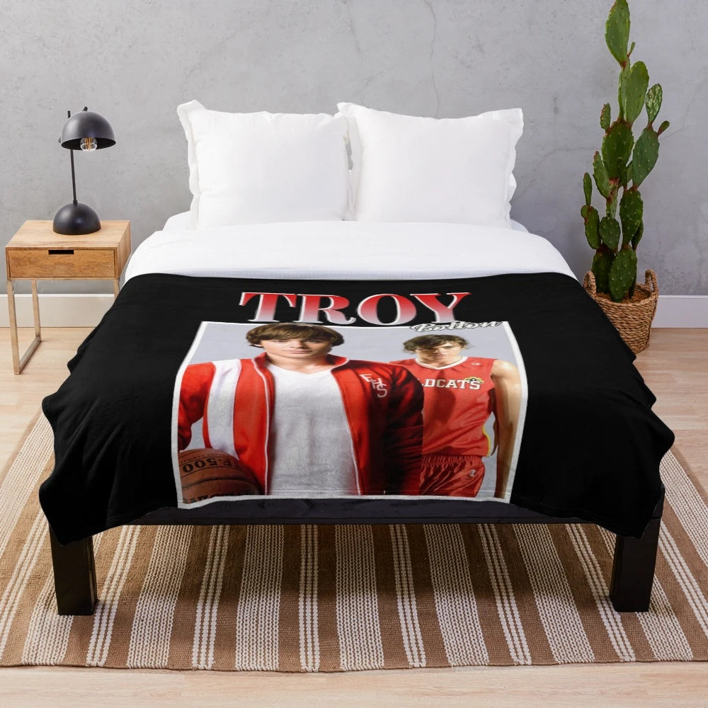 Troy Bolton from High School Musical themed plush blanket