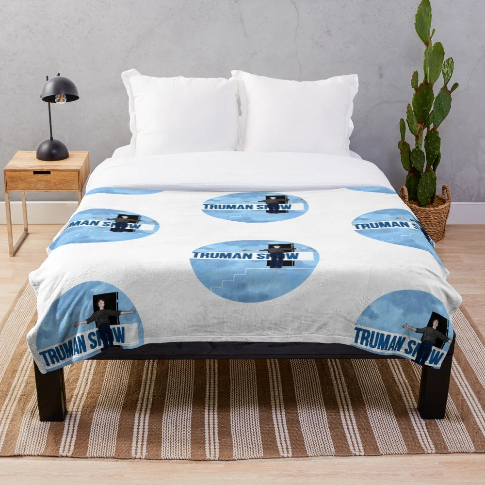 Truman Show-themed plush blanket featuring the main character