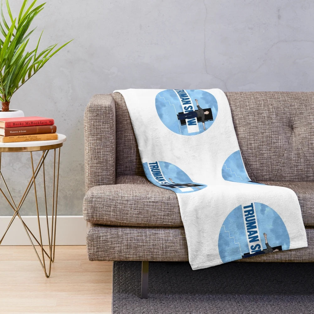 Truman Show-themed plush blanket featuring the main character