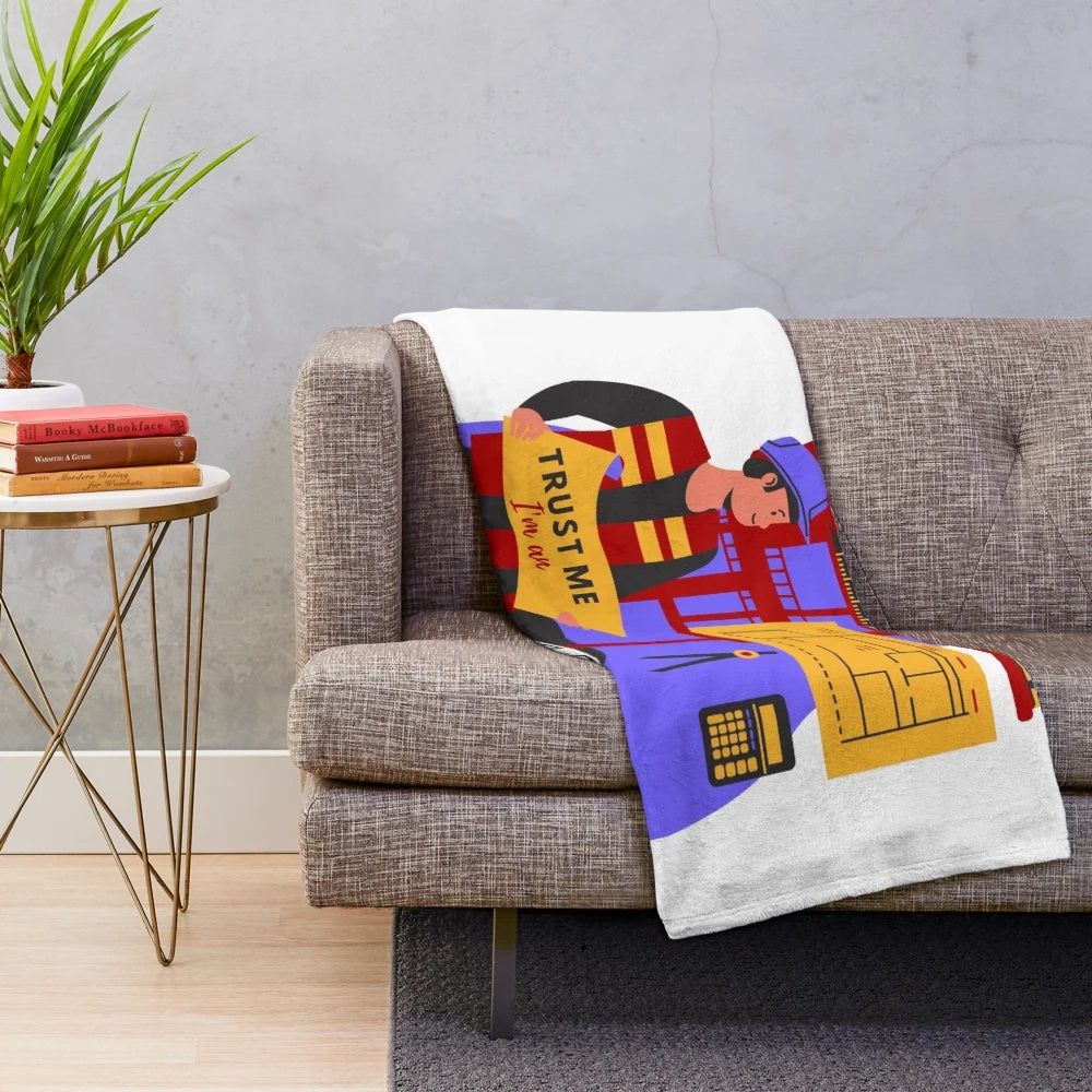 Trust Me I'm an Engineer" plush blanket with geeky and technical design