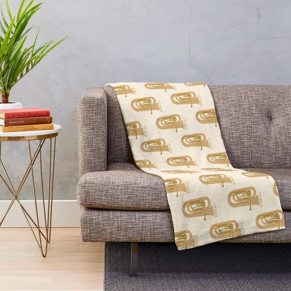 Tuba plush blanket for music enthusiasts