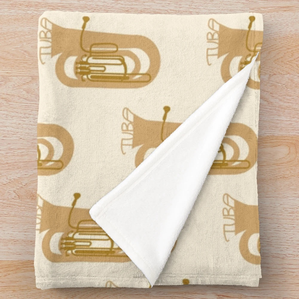 Tuba plush blanket for music enthusiasts