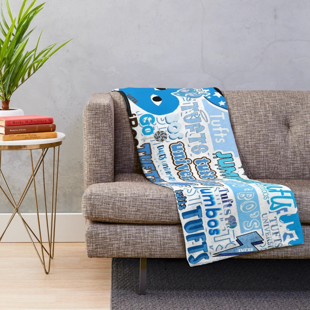 Tufts University Jumbos collage design plush blanket