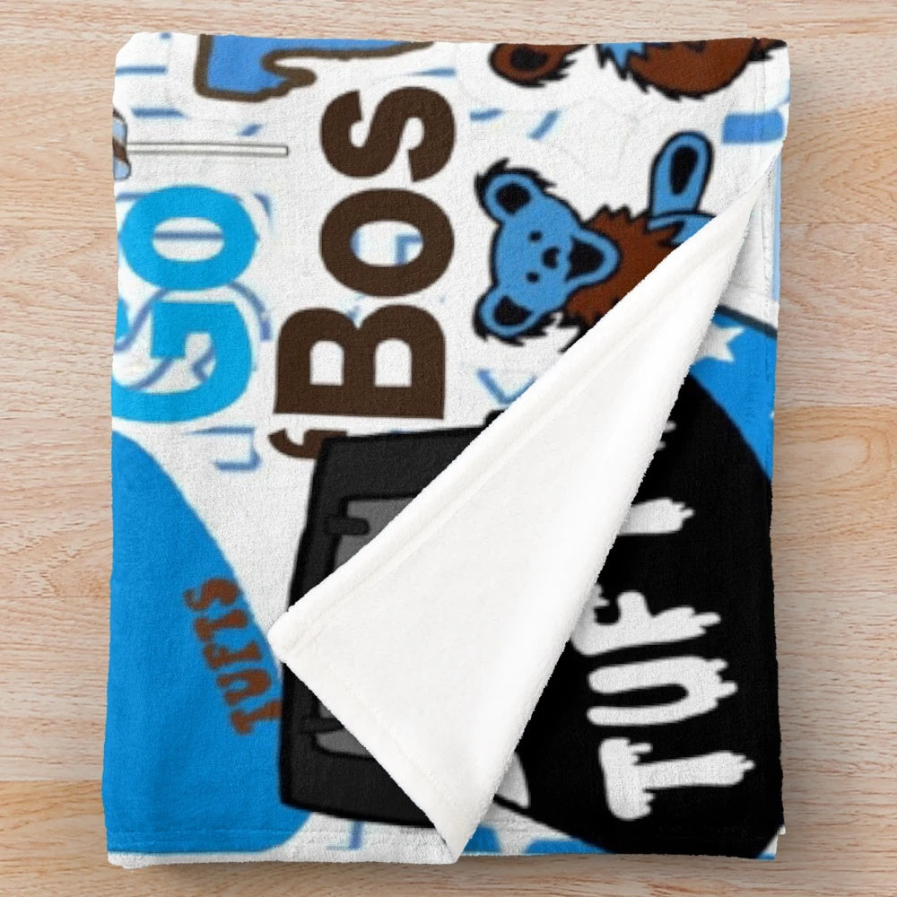 Tufts University Jumbos collage design plush blanket