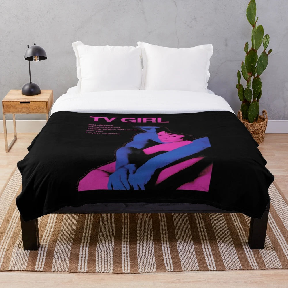 Soft plush blanket featuring TV Girl band artwork