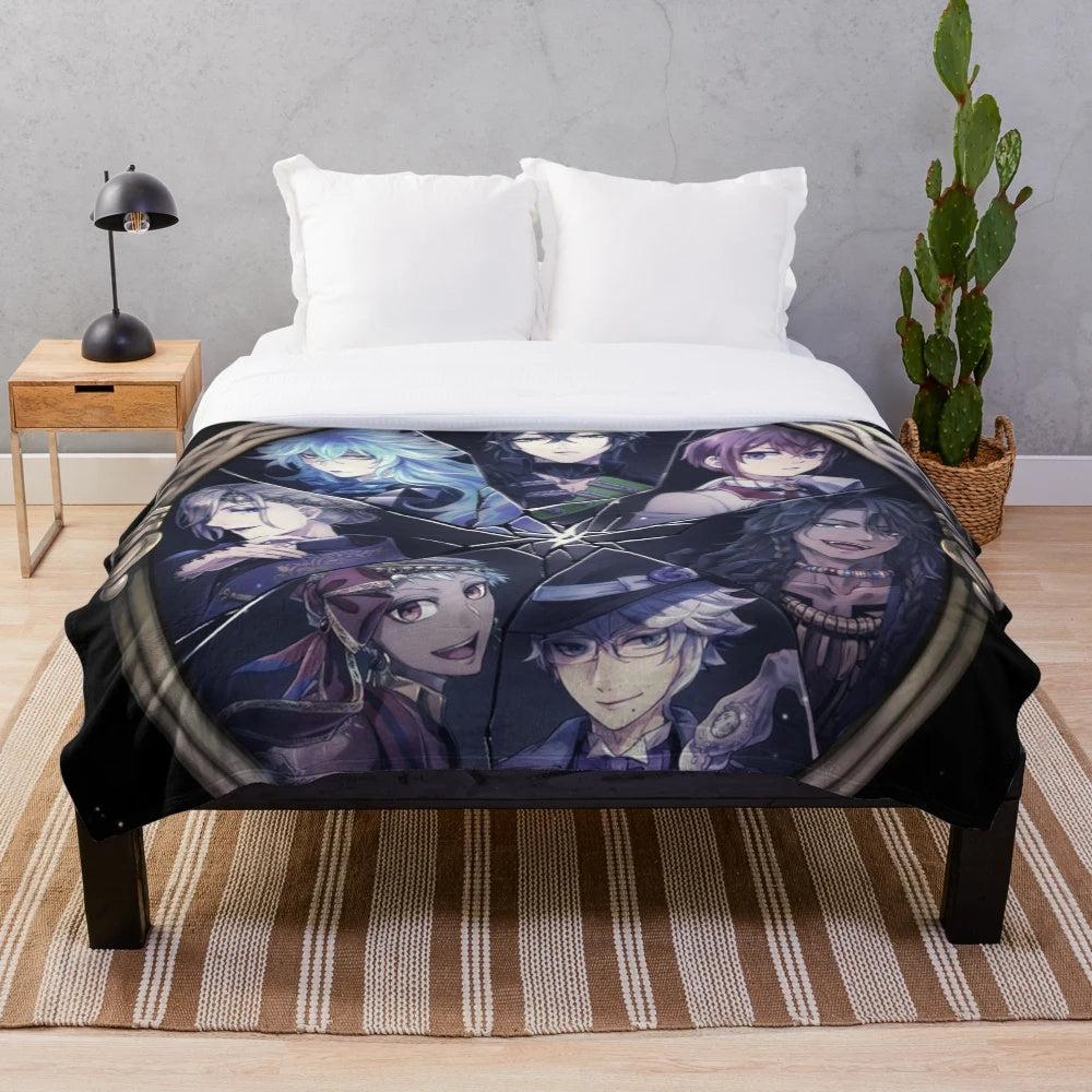 Twisted Wonderland inspired plush blanket with anime characters