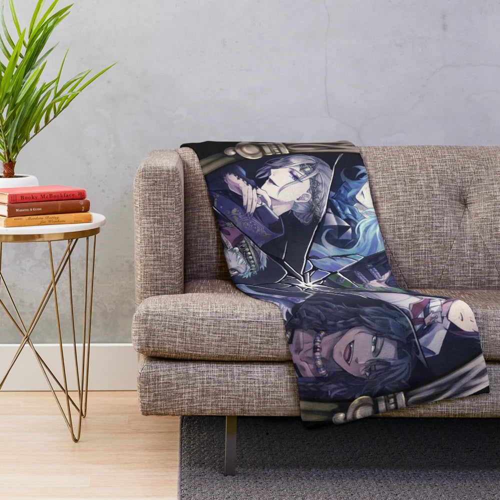 Twisted Wonderland inspired plush blanket with anime characters
