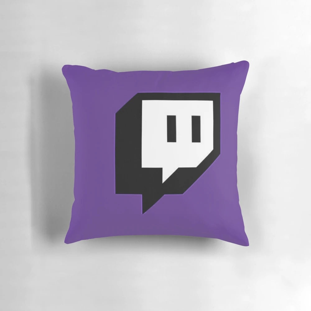 Soft, plush pillow with the iconic Twitch logo, perfect for gamers and streamers.