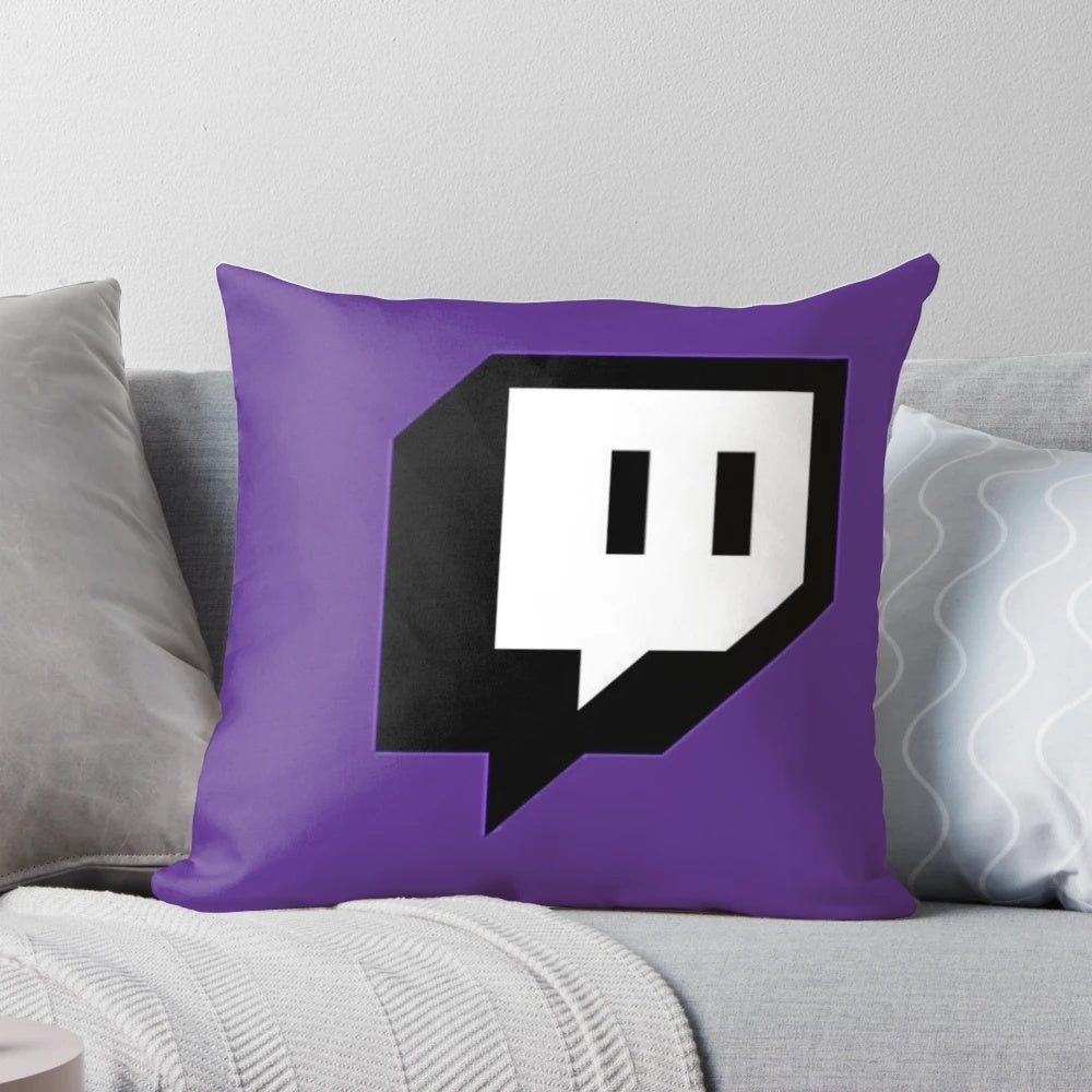 Soft, plush pillow with the iconic Twitch logo, perfect for gamers and streamers.