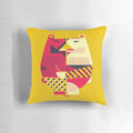 Soft, snuggly pillow featuring two hugging bear characters in a gay pride design