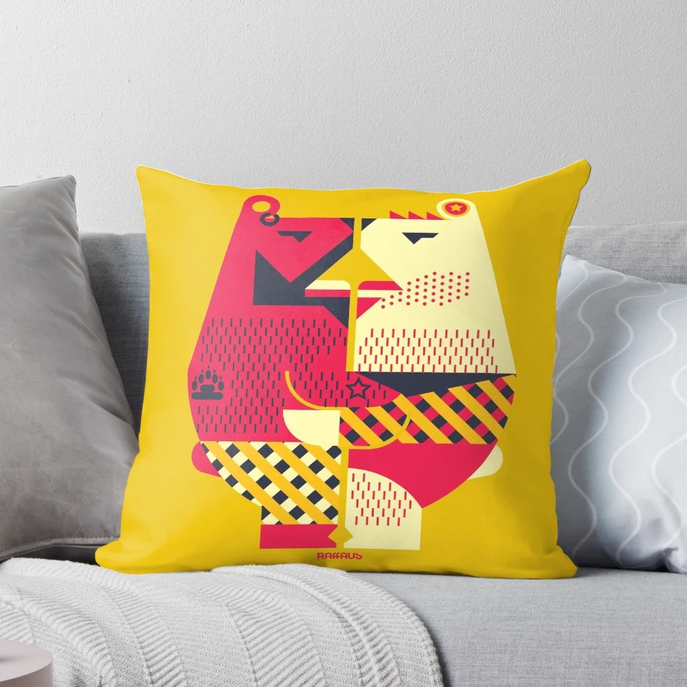Soft, snuggly pillow featuring two hugging bear characters in a gay pride design