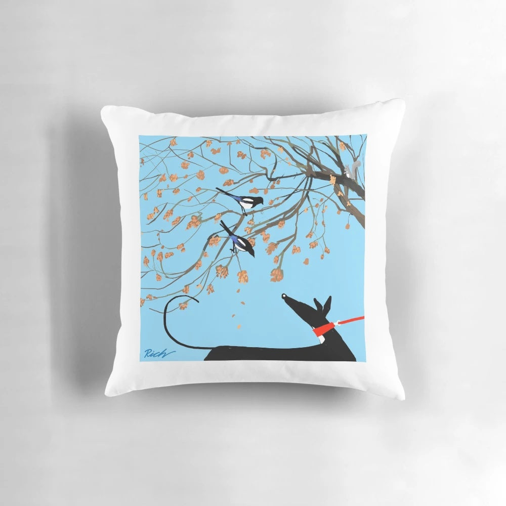 Two for Joy Pillow with Greyhound, Whippet, and Lurcher Designs
