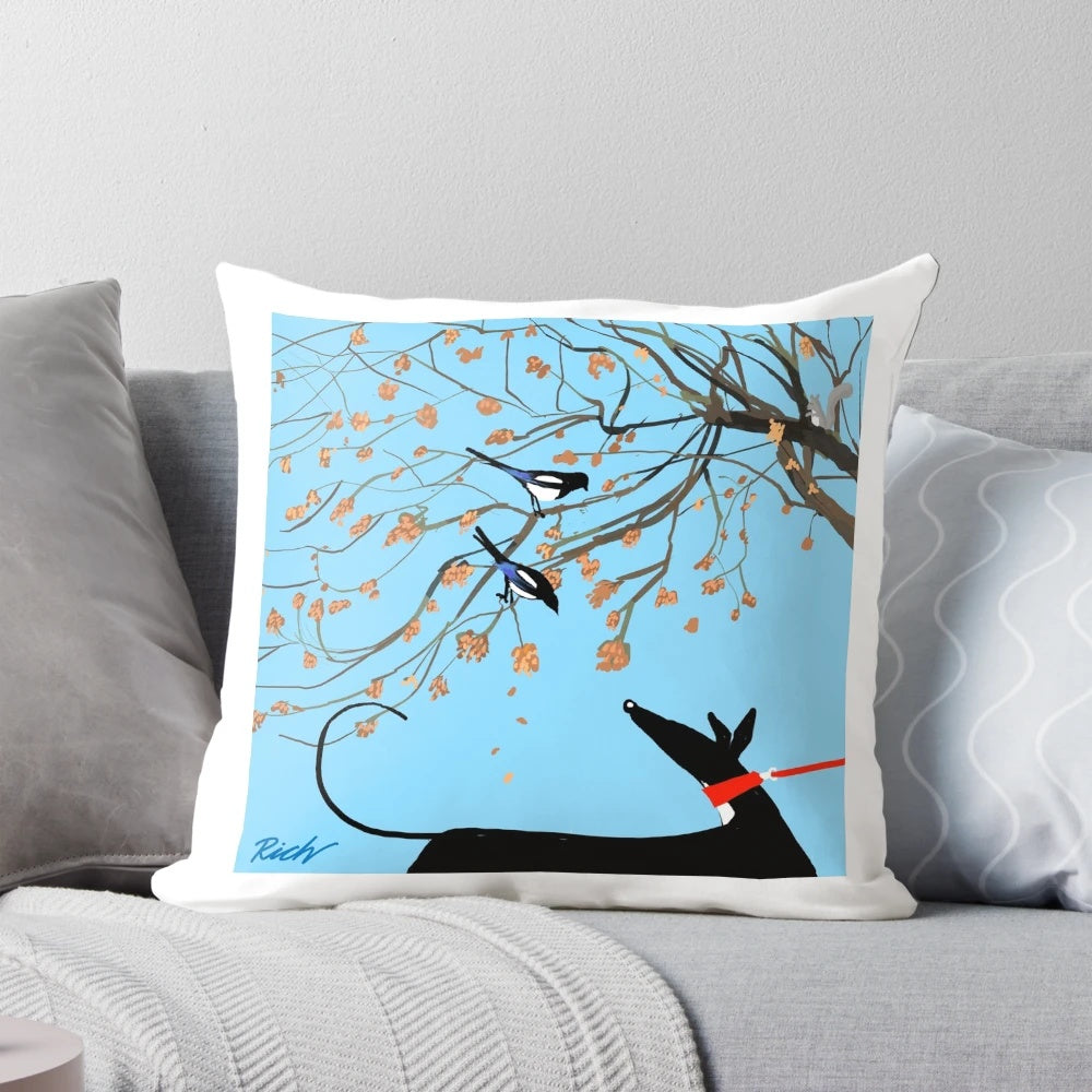 Two for Joy Pillow with Greyhound, Whippet, and Lurcher Designs
