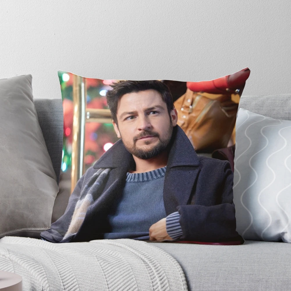 A soft, plush pillow featuring a close-up portrait of the handsome actor Tyler Hynes.