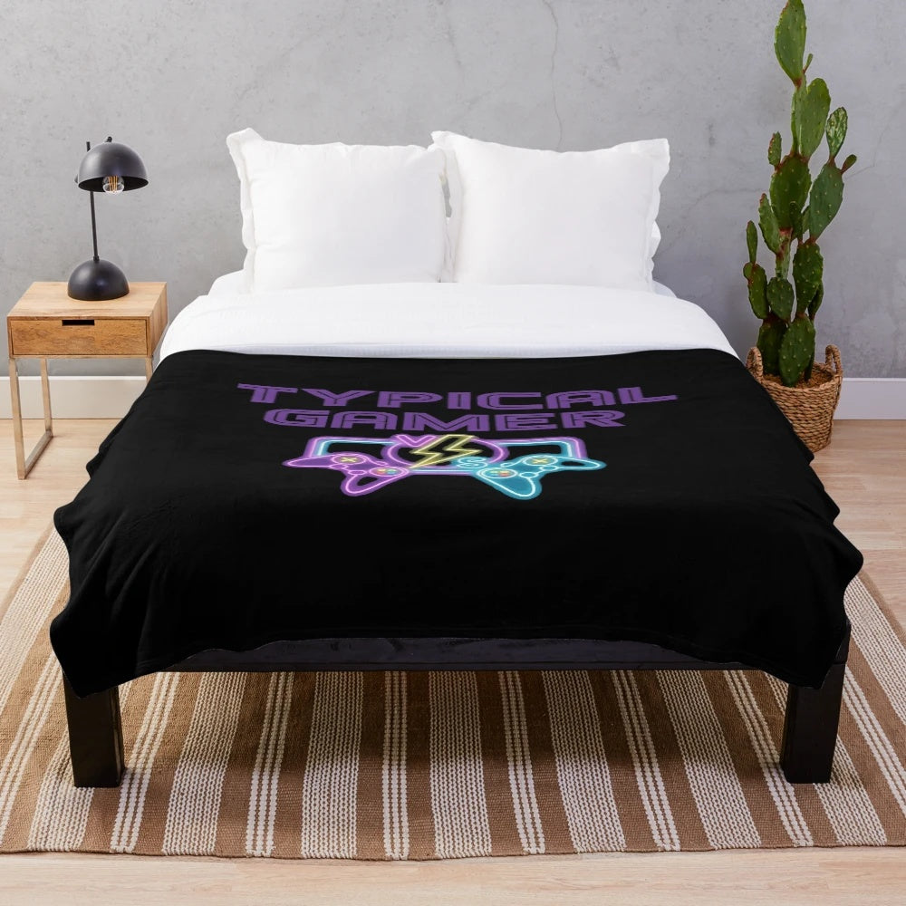Typical gamer plush blanket for gaming enthusiasts
