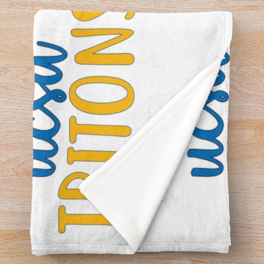 UCSD Tritons Plush Blanket in blue and gold colors