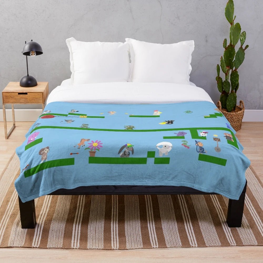 Ultimate Chicken Horse inspired plush blanket with fun gaming design