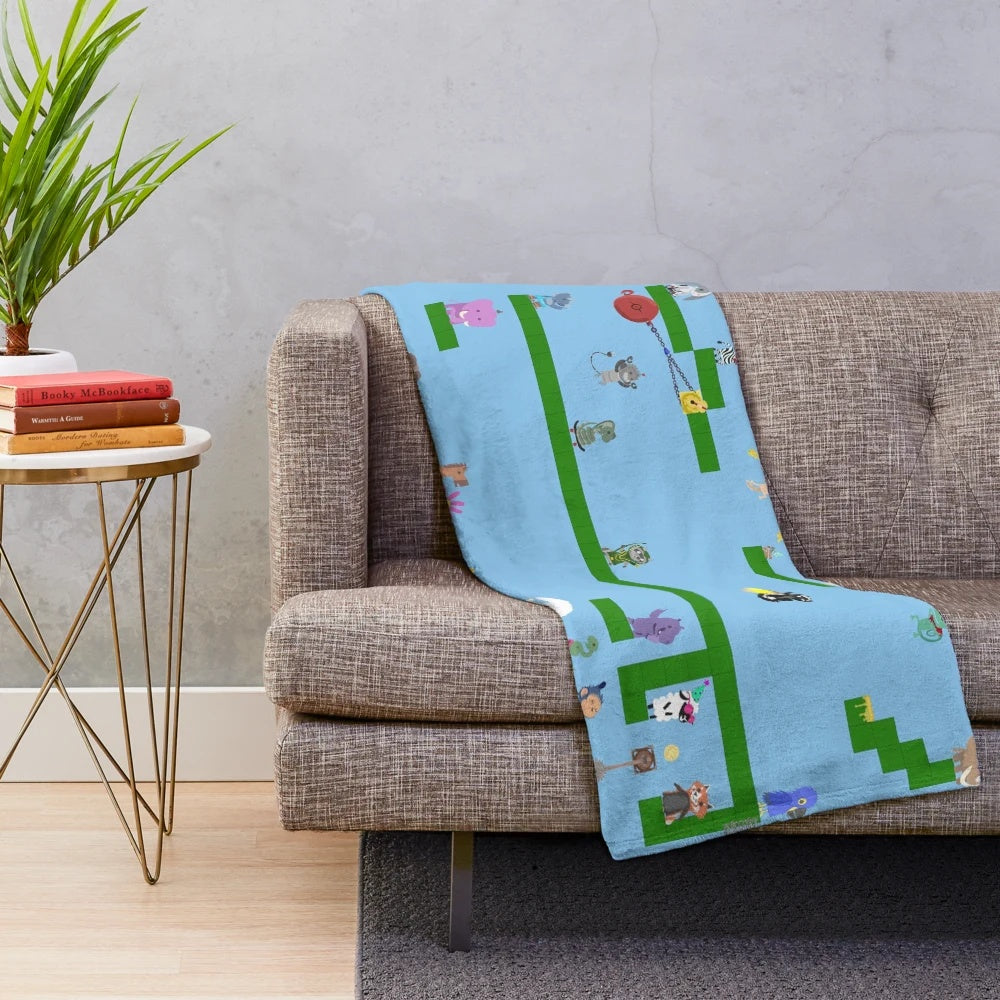 Ultimate Chicken Horse inspired plush blanket with fun gaming design