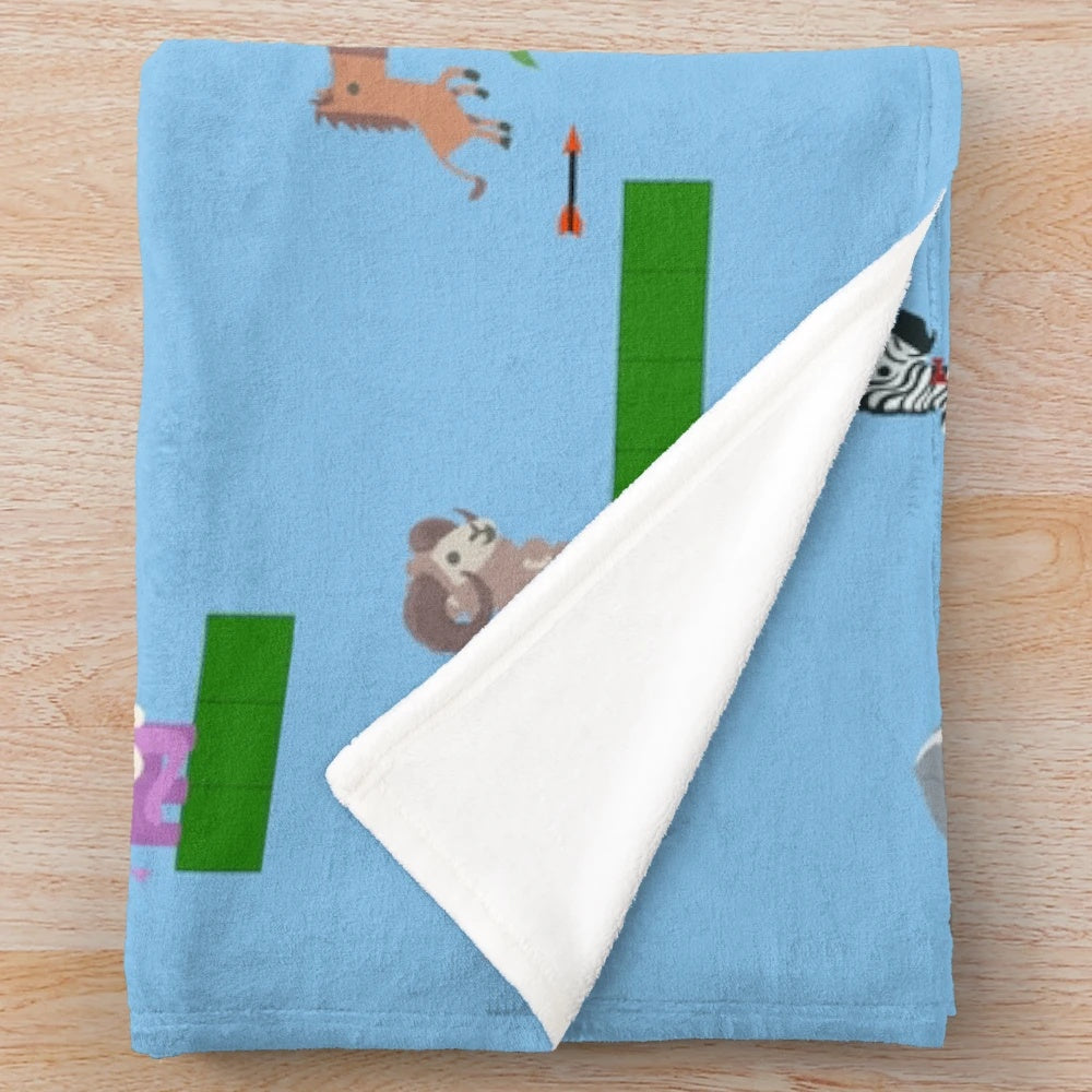 Ultimate Chicken Horse inspired plush blanket with fun gaming design