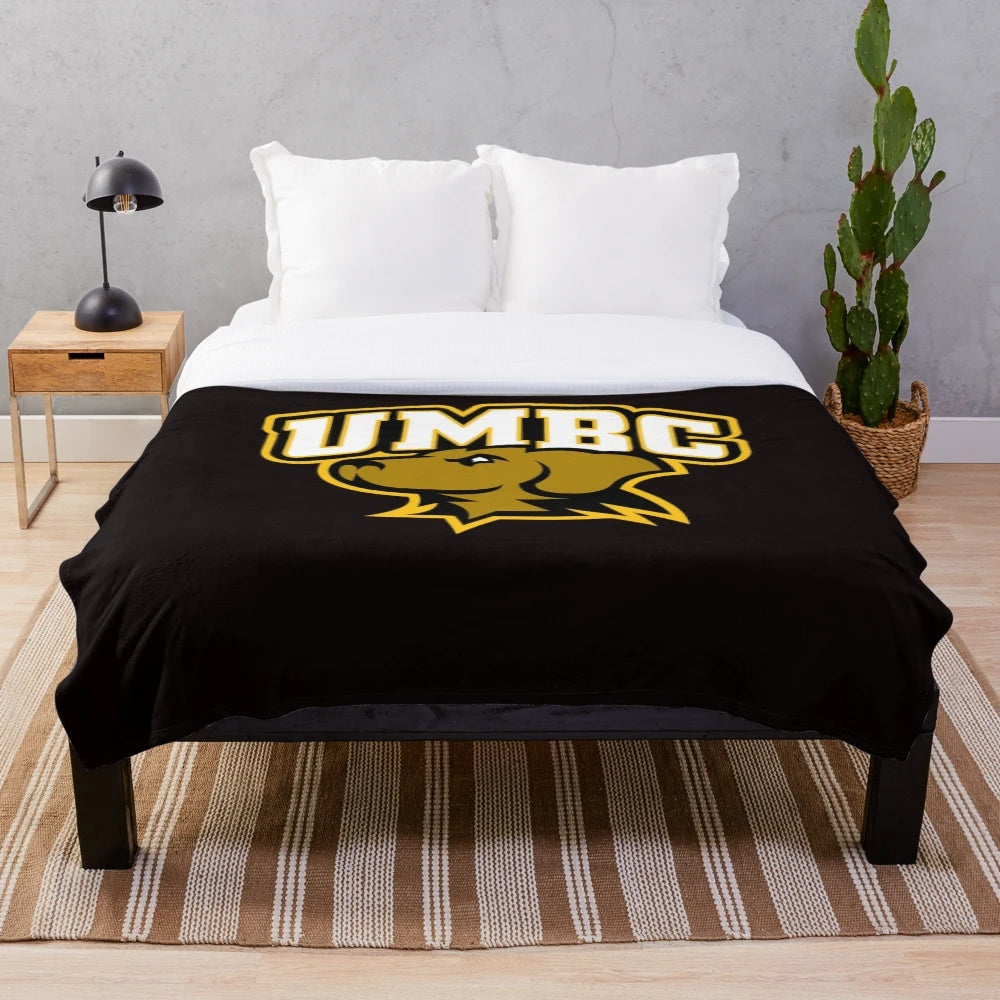 Soft, plush UMBC Retrievers logo blanket
