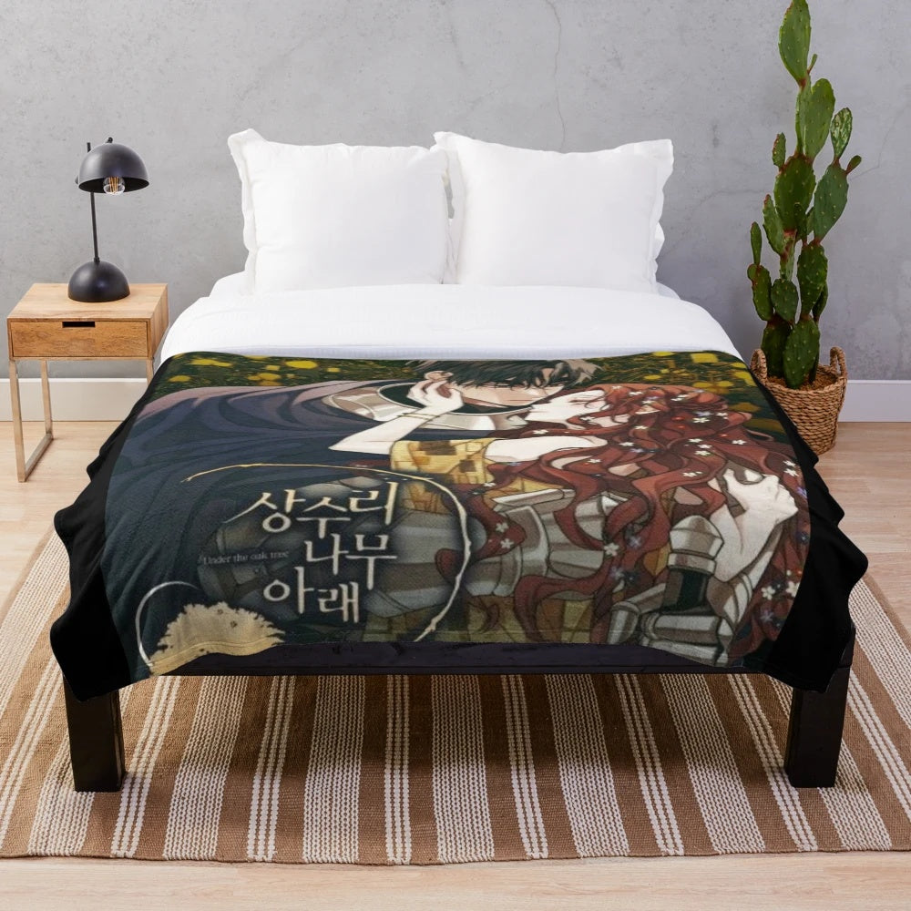 Soft, plush blanket featuring a serene under the oak tree design