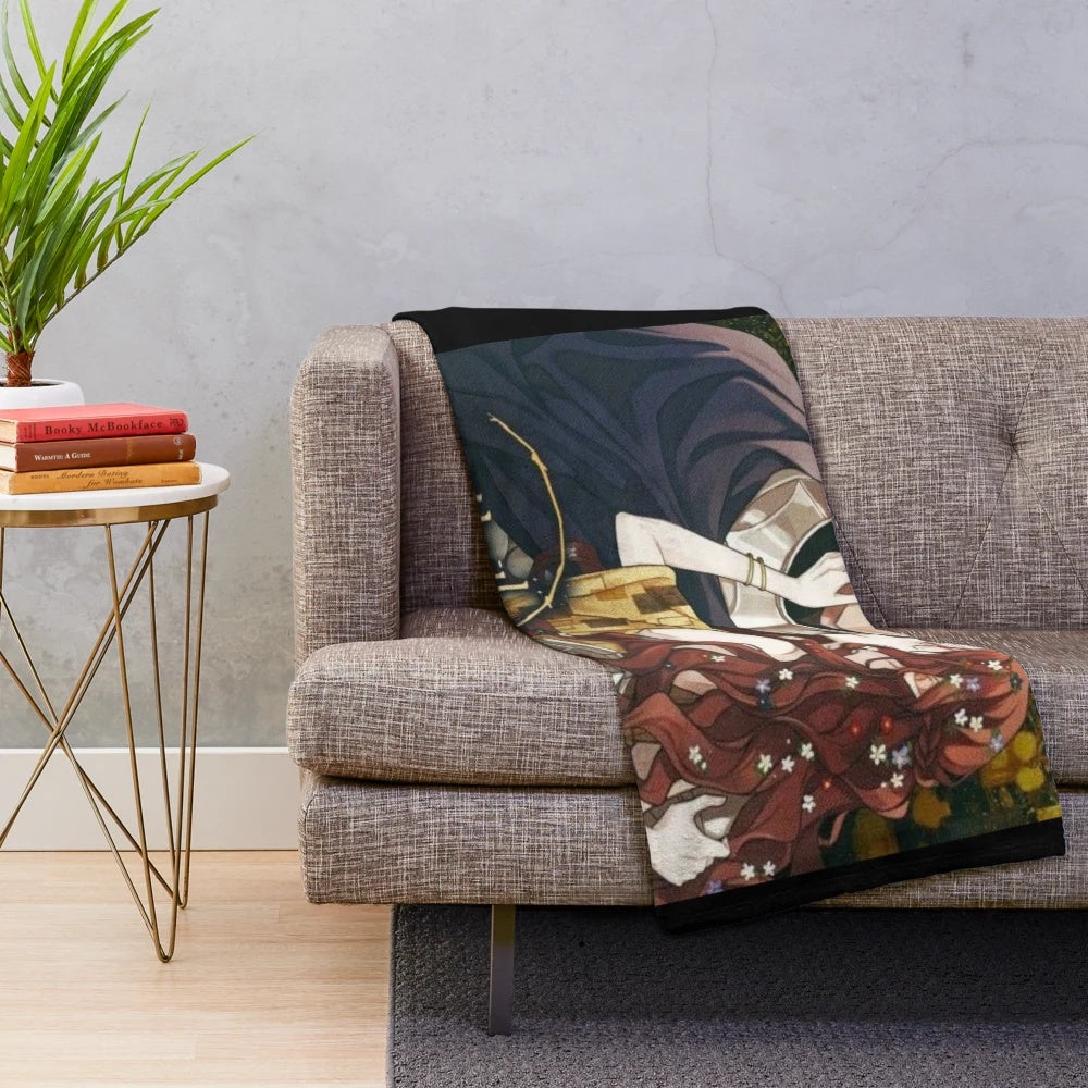 Soft, plush blanket featuring a serene under the oak tree design