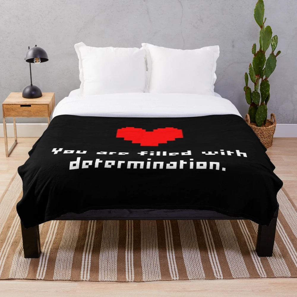 Undertale Plush Blanket with "You Are Filled With Determination" Design