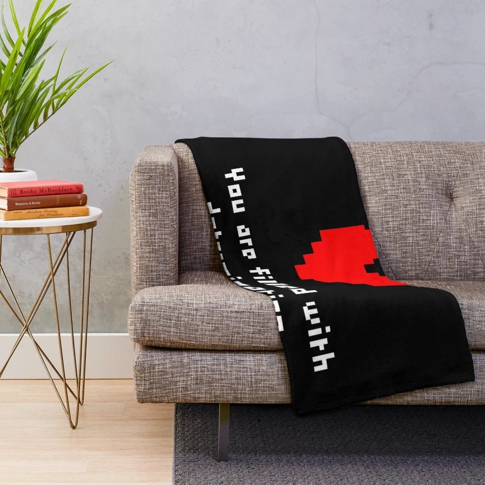 Undertale Plush Blanket with "You Are Filled With Determination" Design