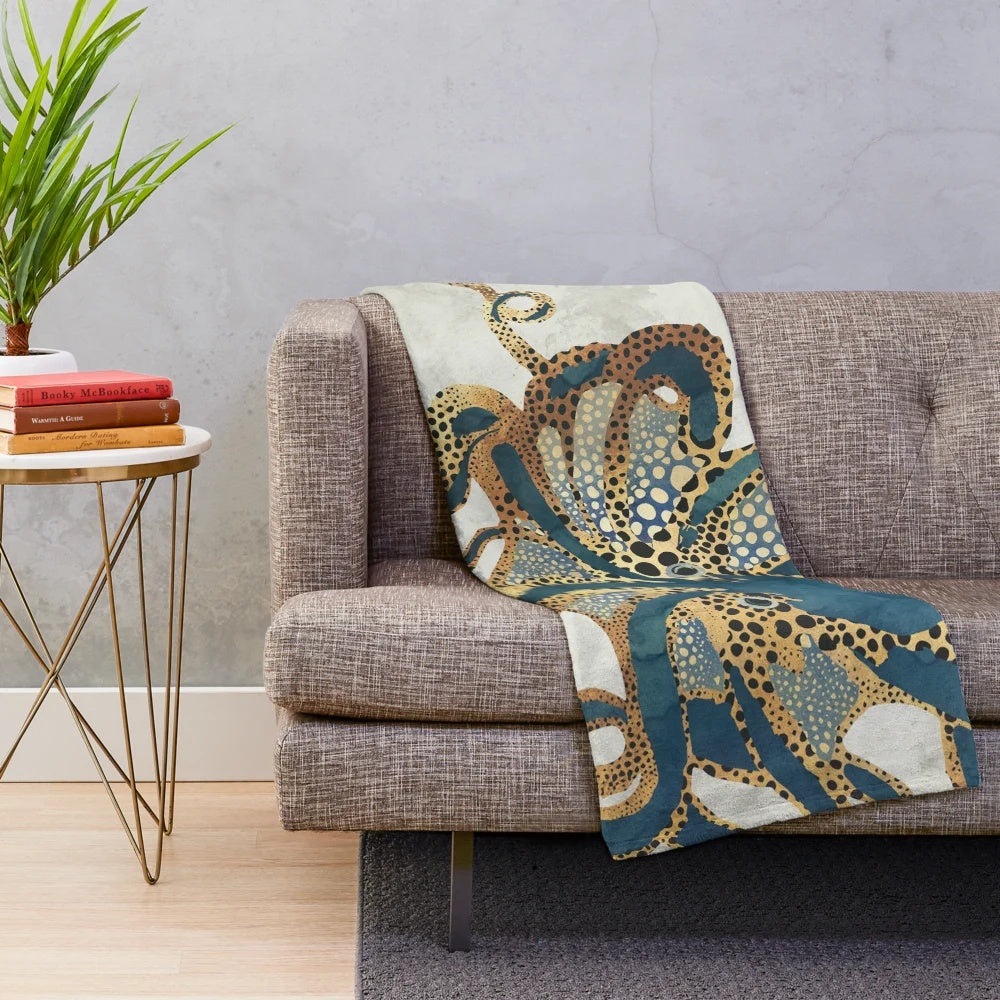 Underwater Dream Plush Blanket featuring a contemporary abstract octopus design