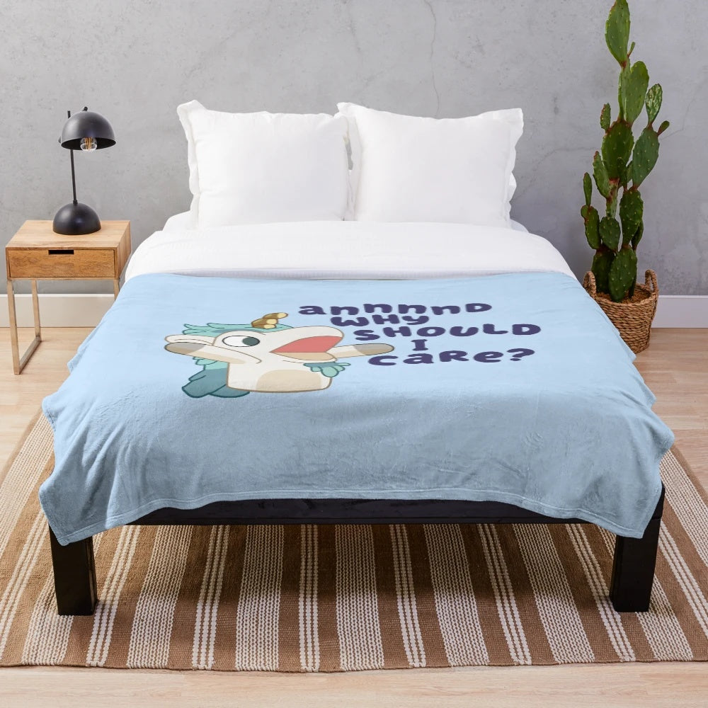 Cozy unicorn plush blanket with Bluey TV show inspired design