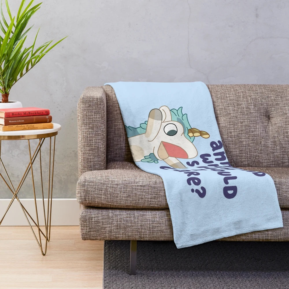 Cozy unicorn plush blanket with Bluey TV show inspired design