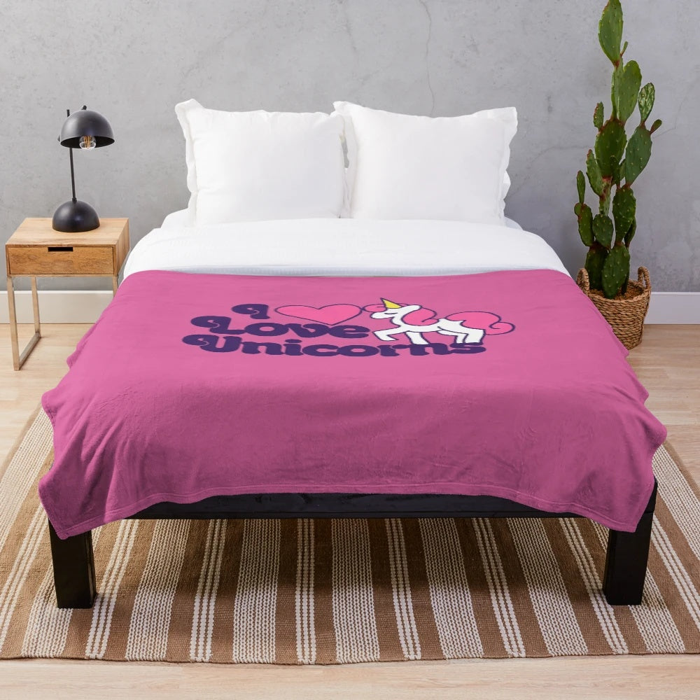 Plush unicorn blanket with a retro and cute design