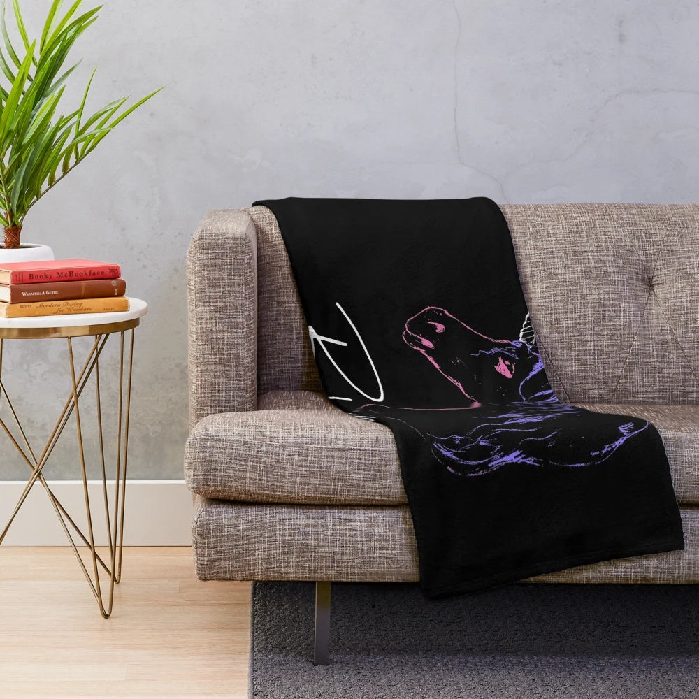 Soft and cozy plush unicorn blanket with a whimsical hand-drawn sketch design