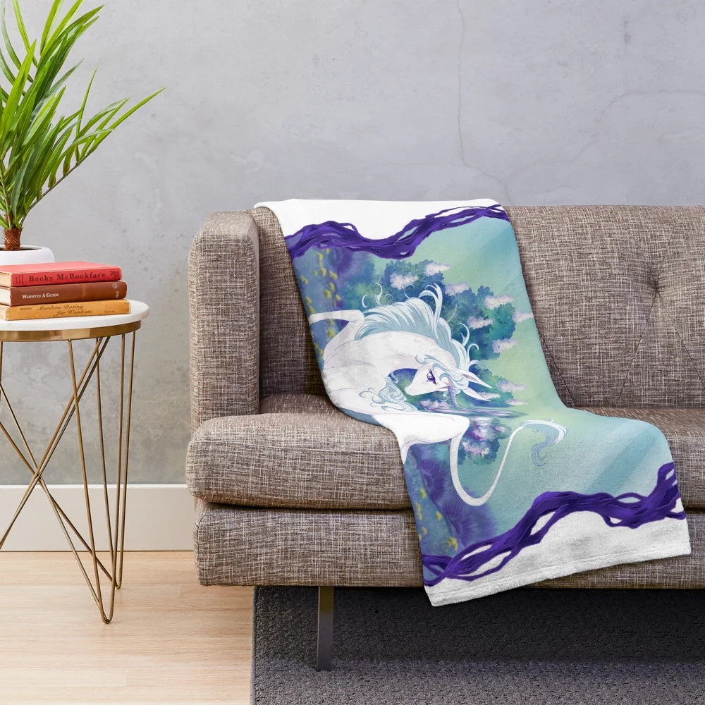 Soft and plush unicorn-themed blanket with a framed wood design for home decor