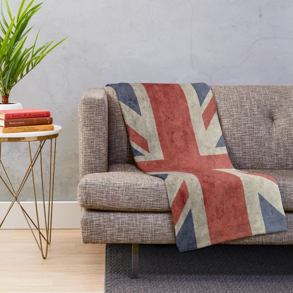 Cozy Union Jack Throw Blanket with Soft Plush UK Flag Design