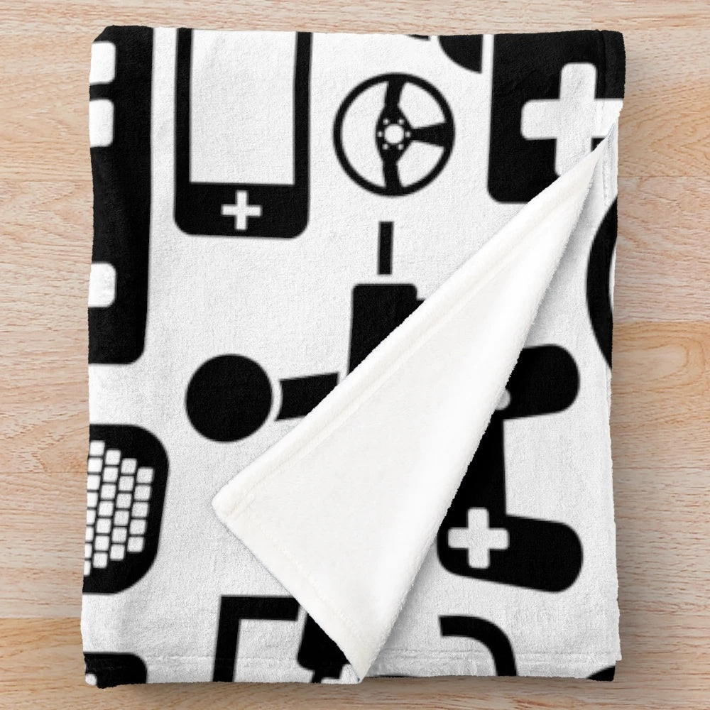 A cozy plush blanket with a gaming-inspired design, perfect for gamers.