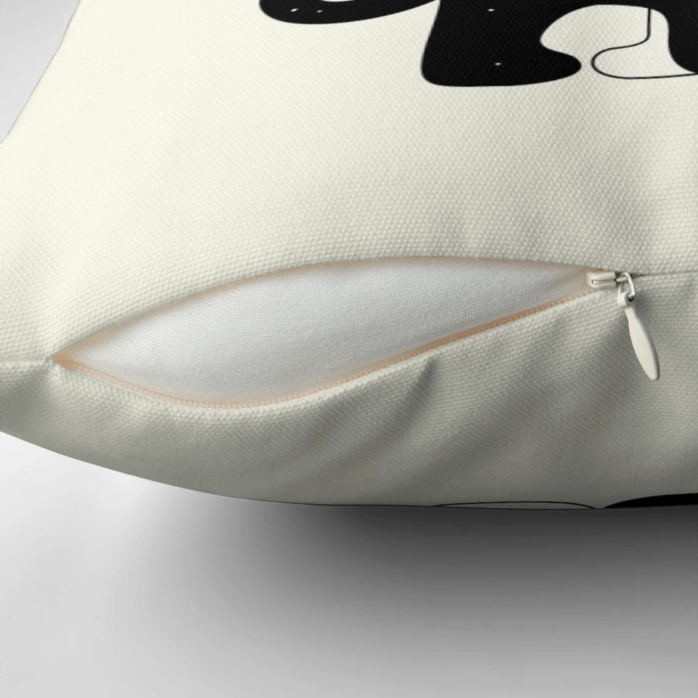 Soft, colorful universal language pillow featuring cute pet designs