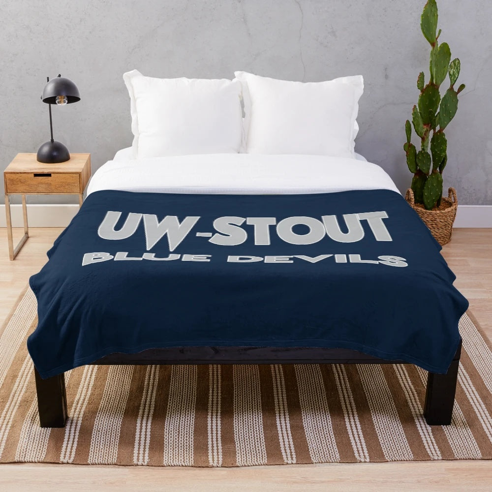 University of Wisconsin-Stout Badgers plush blanket with team colors and logo