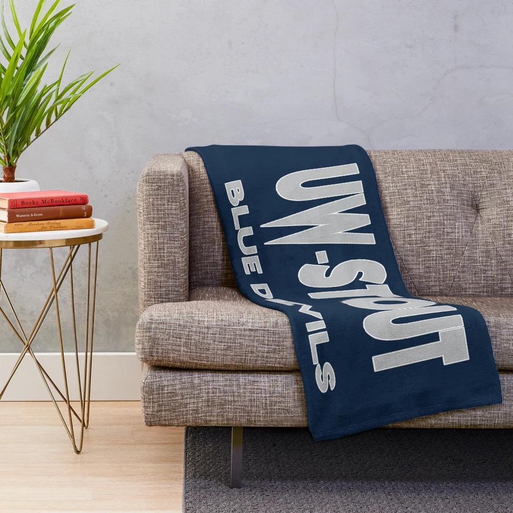 University of Wisconsin-Stout Badgers plush blanket with team colors and logo