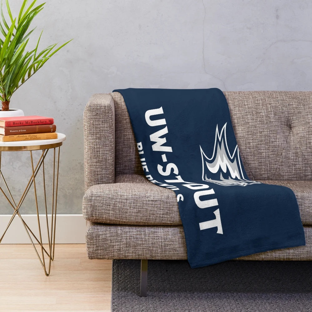 University of Wisconsin-Stout Plush Blanket with College Logo and Mascot