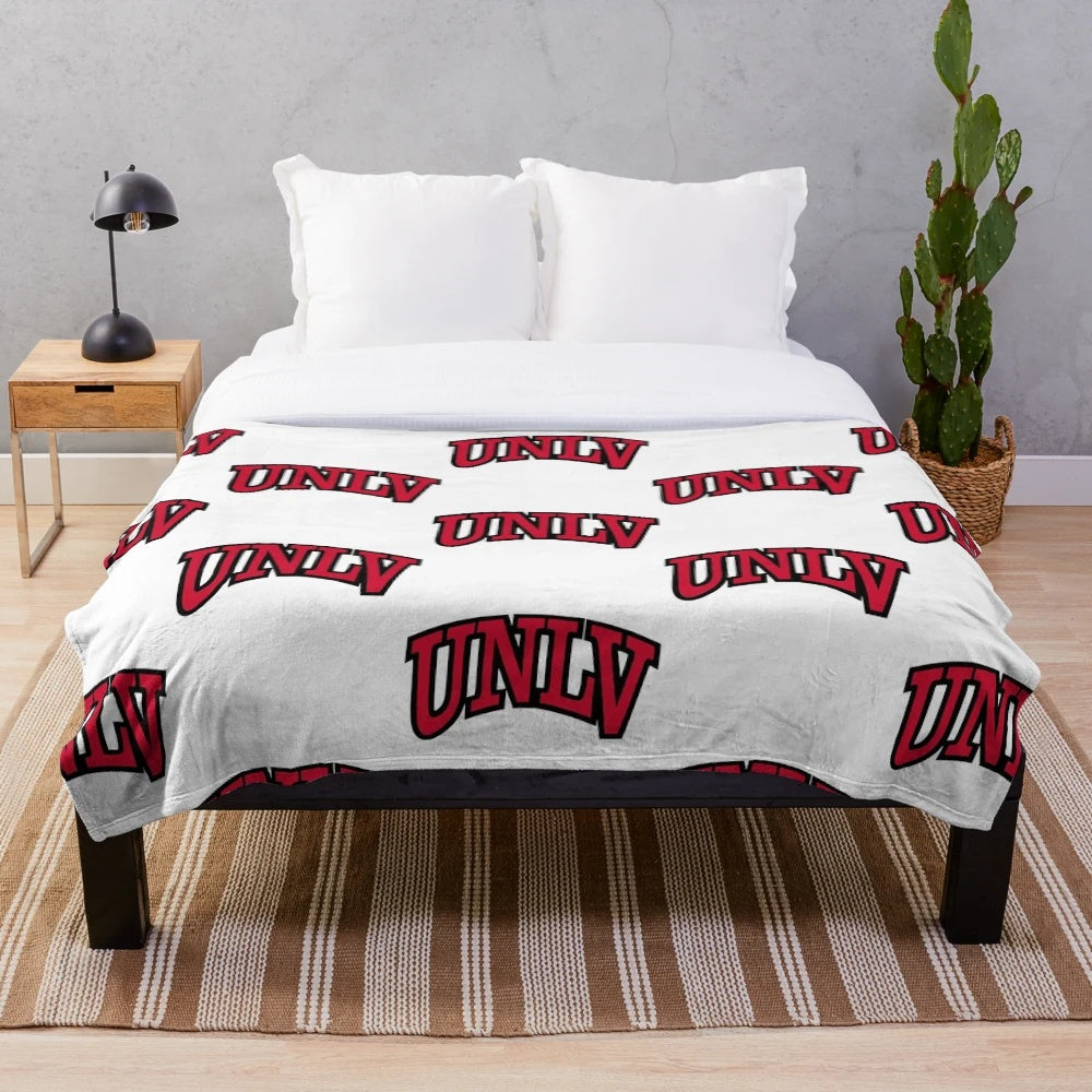 UNLV Rebels plush blanket in maroon and gray colors