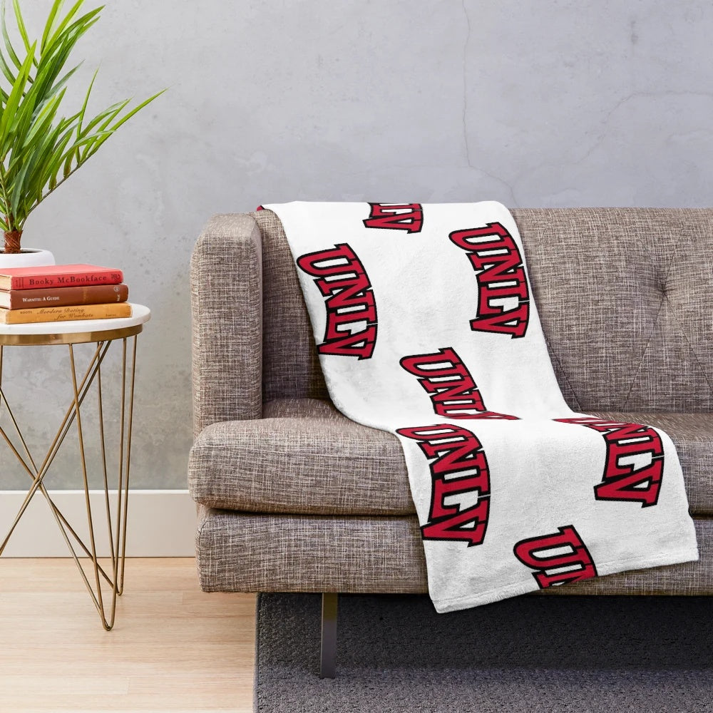 UNLV Rebels plush blanket in maroon and gray colors