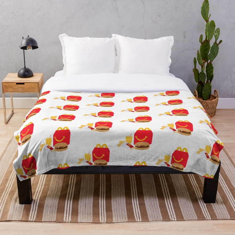 Soft, comfortable plush blanket inspired by the iconic McDonald's Happy Meal