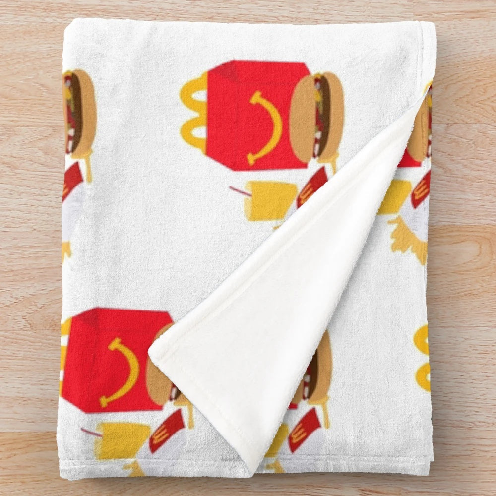 Soft, comfortable plush blanket inspired by the iconic McDonald's Happy Meal