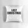 Plush pillow featuring the lyrics to George Michael's "Last Christmas" song