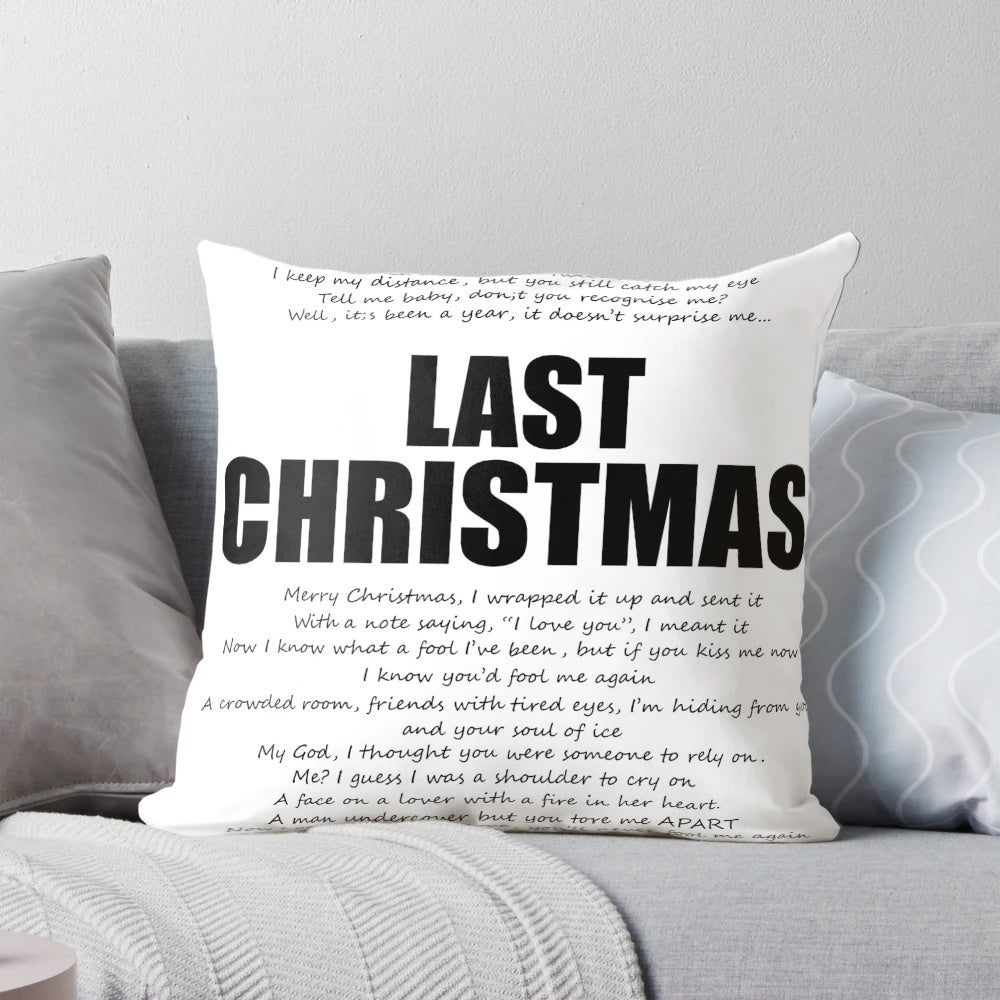 Plush pillow featuring the lyrics to George Michael's "Last Christmas" song