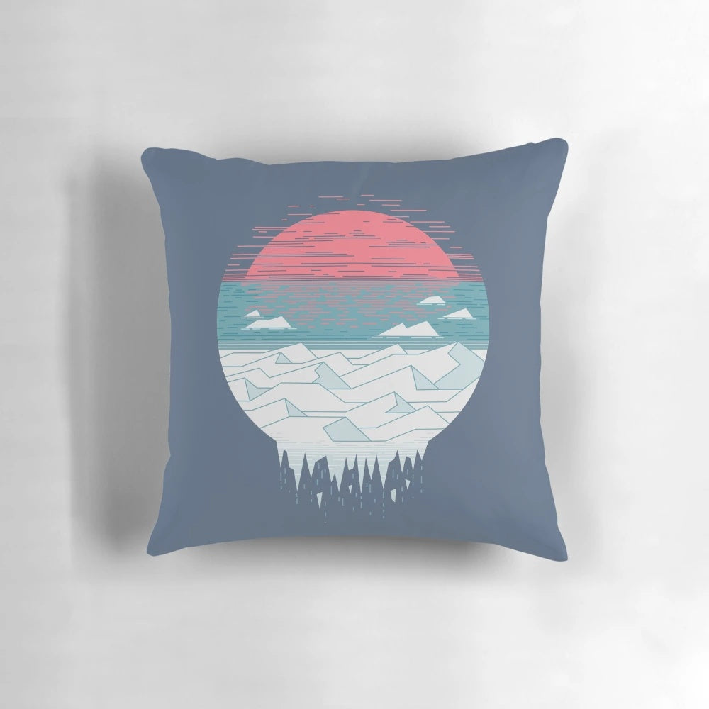 Soft, minimalist pillow featuring a paper crane design in pastel sunrise and sunset colors