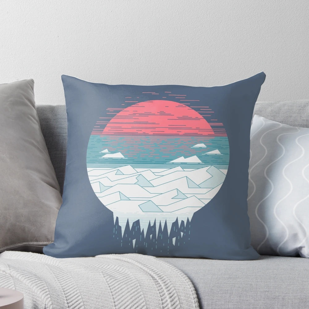 Soft, minimalist pillow featuring a paper crane design in pastel sunrise and sunset colors