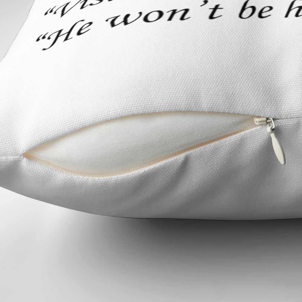 A plush throw pillow featuring the iconic Pemberley estate from Jane Austen's Pride and Prejudice.